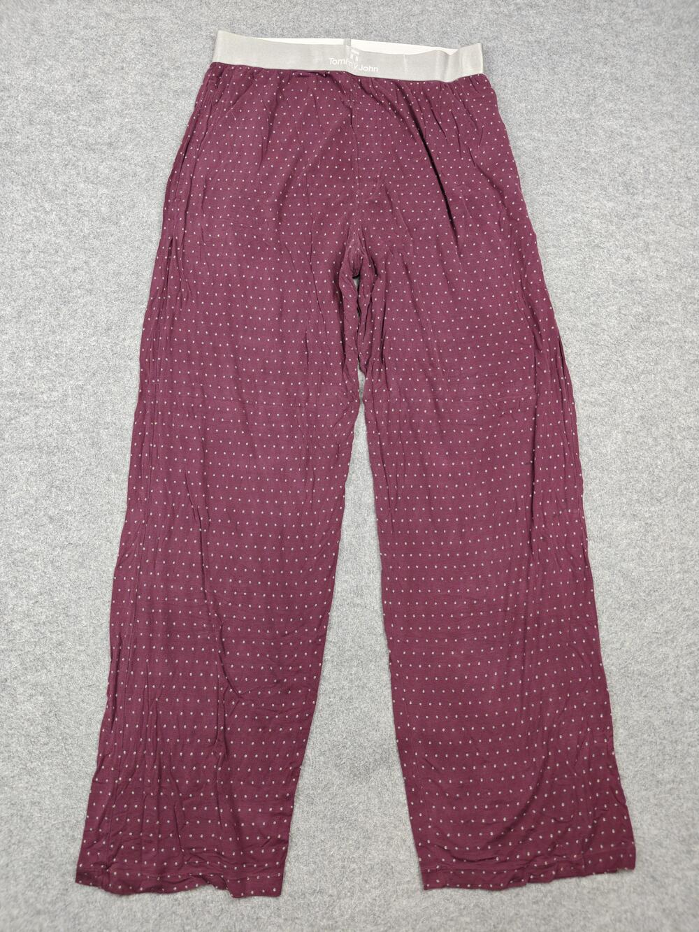 Tommy John Pajama Pants Mens L Red Polka Dot Modal Spandex Drawstring Sleepwear